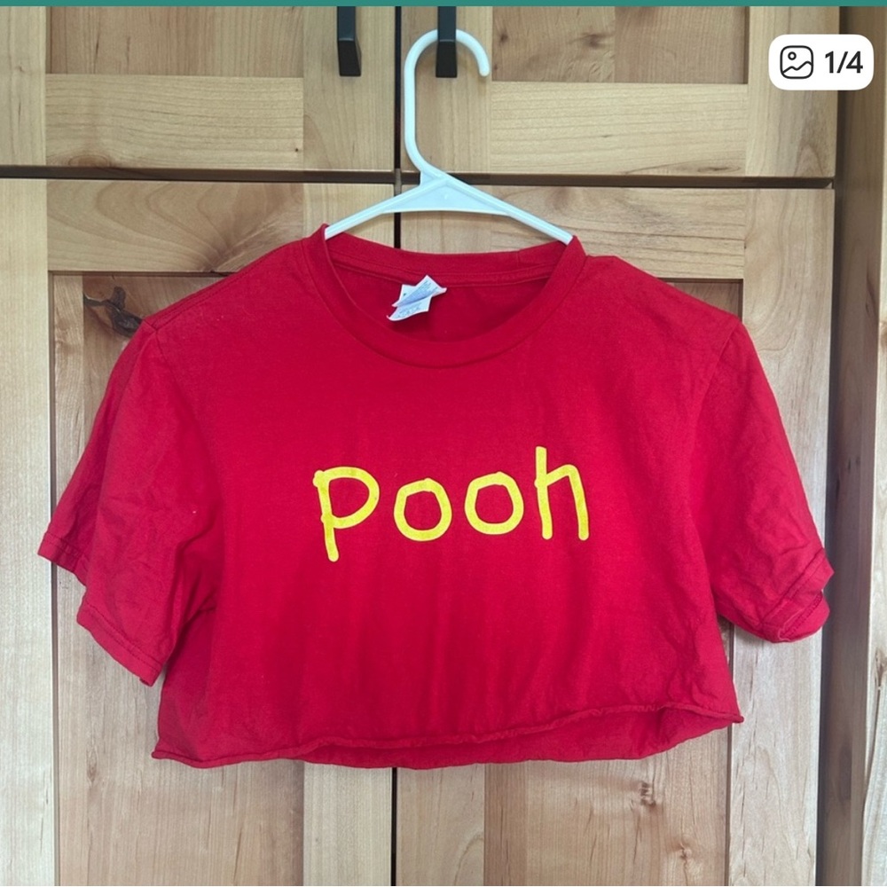 Red Pooh pregnancy maternity Crop Top costume dress up adult small Disney